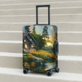 thumbnail image 6 of Susaid Cozy Cottage Lakeside Sunset Print Elastic Washable Suitcase Cover with Hidden Zipper, Fits 18-32 Inch Luggage for Protection During Travel-Medium, 6 of 7