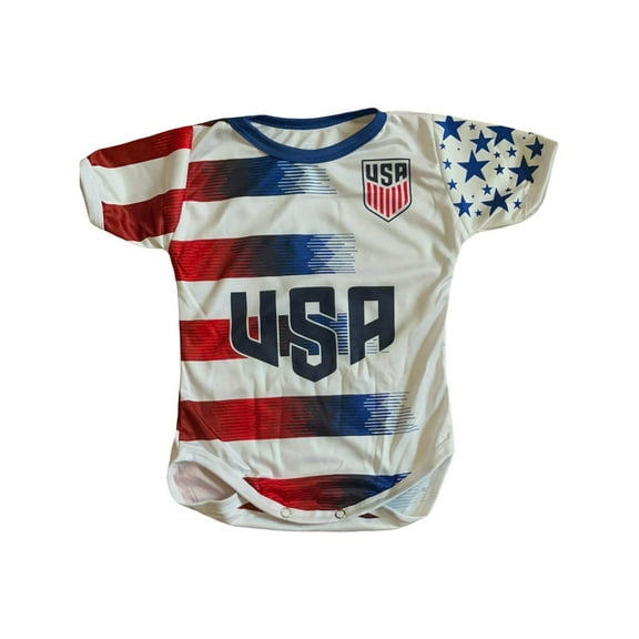 USA National Soccer Baby Bodysuit – Infant Onesie Jersey for Boys and Girls - White - Medium
