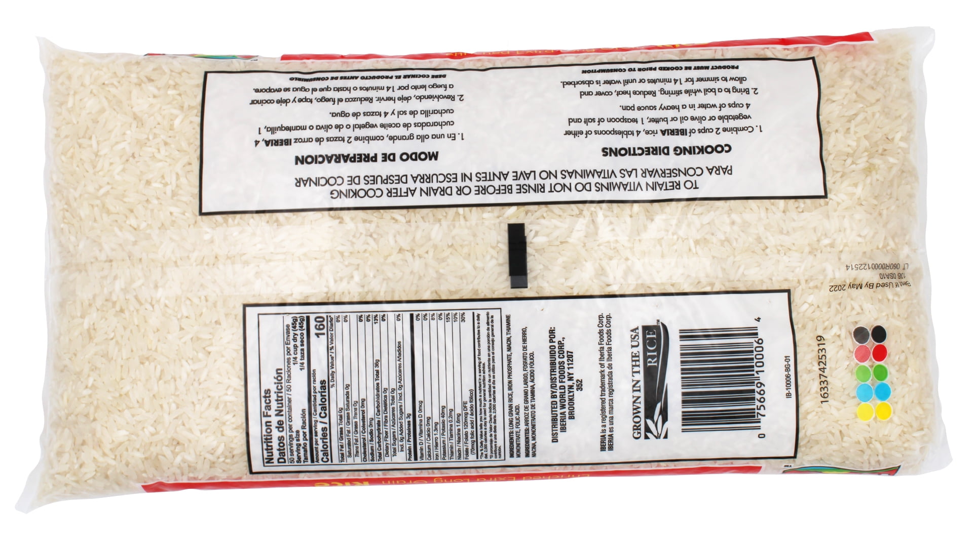 (8 pack) Iberia Enriched Long Grain Rice, 5 Lb