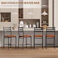 thumbnail image 3 of Modern Upholstered Bar Stools Set – Cushioned Seat, Curved Ladder Back, Armless Metal Frame, Footrest – Counter Height Dining Chairs for Restaurant, Home, Kitchen Island – Vintage Brown, 4-Pack, 3 of 7