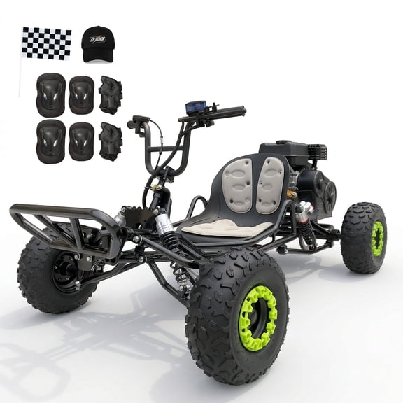 Zyliathor 212cc 4-Stroke Gas Off-Road Kart, Hydraulic Disc Brake, 6" Tires, 4-Shock Suspension — Off-Road Only