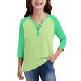 thumbnail image 5 of uublik Girls' Pullover Shirts Kids Crewneck T-Shirts 3/4 Sleeve Tops Cute Fall Blouse Tees Size 3T-14 Green, 5 of 5