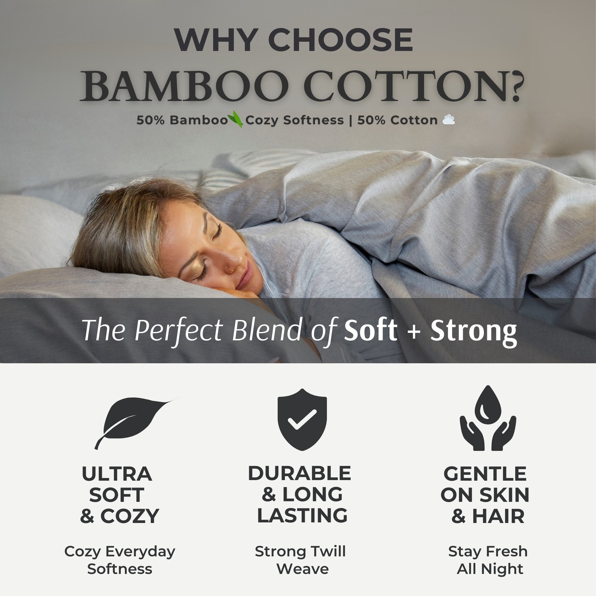 BedVoyage Sheet Set - Viscose from Bamboo + Cotton - Breathable & Cozy - King - Silver