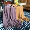 thumbnail image 6 of LOMAO Knitted Throw Blanket with Tassels Bubble Textured Lightweight Throws for Bed,Chair,Sofa,Living Room,Home Decor (Pale Lavendar,50*60 in), 6 of 8