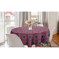 thumbnail image 1 of Boho Round Tablecloth, Oriental Inspired Elements Blossoming Leaves Ornamental Persian Effects, Circle Table Cloth Cover for Dining Room Kitchen Decor, 60", Hot Pink and Turquoise, by Ambesonne, 1 of 2