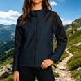 thumbnail image 2 of Women's Athletic Jackets Contrast Color Hooded Zip Up Jacket Long Sleeve Waterproof Windbreaker with Pockets Casual Fall Outdoor Sportswear, 2 of 9