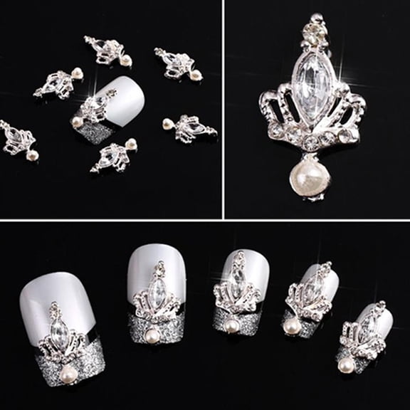 dianhelloya Nail Art Supplies 10 Pcs Glitters Stickers Self-adhesive DIY Tips Rhinestone 3D Nail Art Decals Rhinestones Crown Stickers for Women