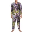 thumbnail image 3 of Lsque Lilacs Teapot Scenic Painting Pattern Long Sleeve Pajama Set for Men - Soft 2-Piece Sleepwear and Loungewear Set with Pockets, Comfy Nightwear-Medium, 3 of 7