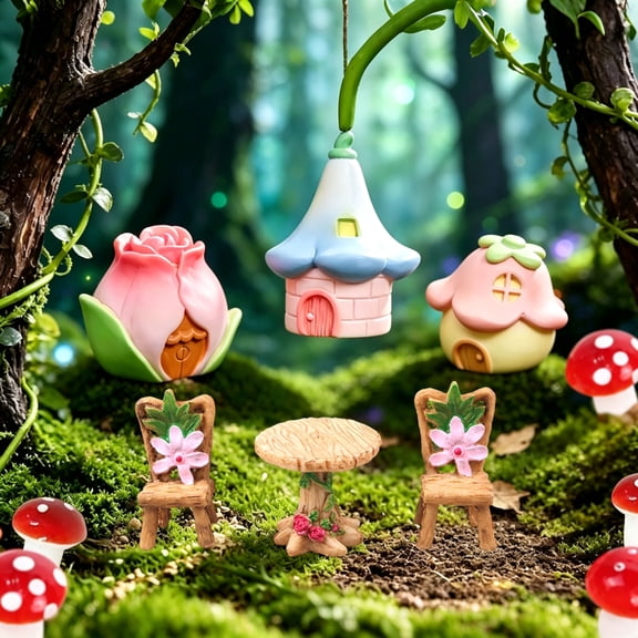 Fairy Garden Miniature Decor Set - Whimsical Forest Theme for Party & Home Garden Ornaments