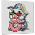 thumbnail image 2 of HFDF 100% Hand Painted Oil Painting Funny Animal with Stretched Wall Art for Living Room Ready to Hang (Adorable Pig Eats Doughnut,) 24x20inch Framed, 2 of 7