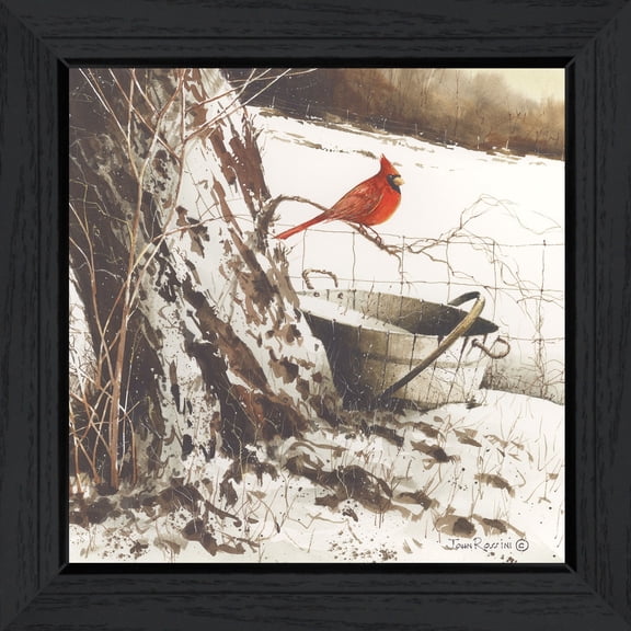Trendy Decor 4U Contemporary "Country Cardinal" Framed Print Wall Art by John Rossini