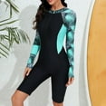 thumbnail image 5 of Samickarr Front Zipper Swimsuits For Women Long Sleeve One Piece Full Coverage Diving Suit Sun Protection Printed Patchwork Surfing Bathing Suit, 5 of 6