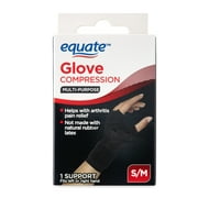 Equate Multi-Purpose Compression Glove, Black, Adjustable Fit, Small to Medium Size