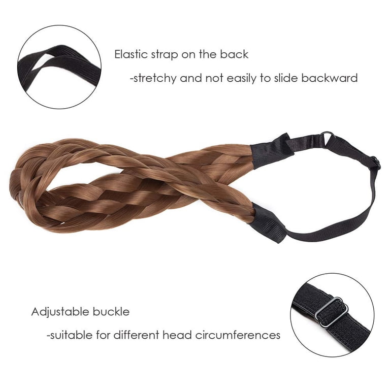 Synthetic Hair Braided Headband Hairpiece – Adjustable Strap Handmade Amazon.com : TOECWEGR Synthetic Hair Braided Headband  main image 4