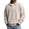 thumbnail image 2 of Qwertyu Long Sleeve Polo Shirts for Men Big and Tall Golf Shirt Casual Collared Heavyweight T Shirts Waffle Knit Tops Beige 4XL, 2 of 4