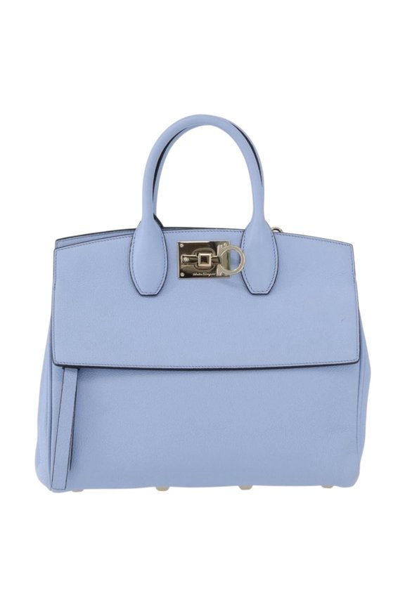 Pre-Owned Salvatore Ferragamo Studio Satchel Leather Blue Leather Handbag