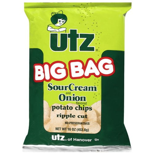 Utz Of Hanover Ripple Cut Sour Cream & Onion Potato Chips, 16 Oz.