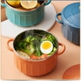 thumbnail image 3 of Small Noodles Pot with Lid Binaural Ramen Covered Bowl Kitchen Cookware Food Container for French Onion Soup Home Use Large[Blue], 3 of 5
