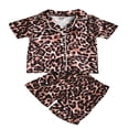 thumbnail image 1 of Ensemble de Pyjama pour Enfant à Imprimé Léopard, Haut à Manches Longues Courtes, Shorts, Pantalon, 1 of 6