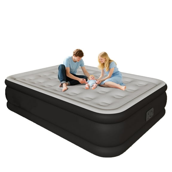Full Air Mattress,Inflatable Mattress with Built in Pump,High Portable Air Bed,Blow Up Mattress for Home,Travel and Guest(Gray)