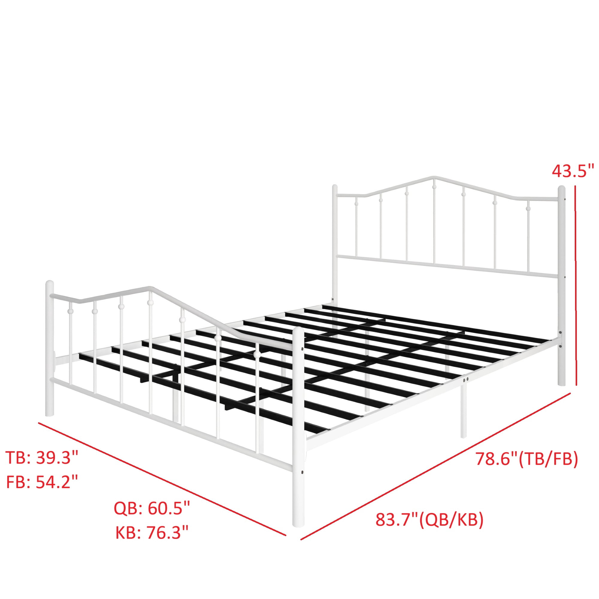 Home Design Atmore Twin Metal Platform Bed Frame, Iron Bed with Headboard & Footboard, No Box Spring Needed, White