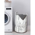 thumbnail image 3 of East Laundry Bag, Repeating Hieroglyphs Bamboo Leaves Illustration on Plain Backdrop, Hamper Basket with Handles Drawstring Closure for Laundromats, 13" x 19", White Pale Taupe, by Ambesonne, 3 of 4