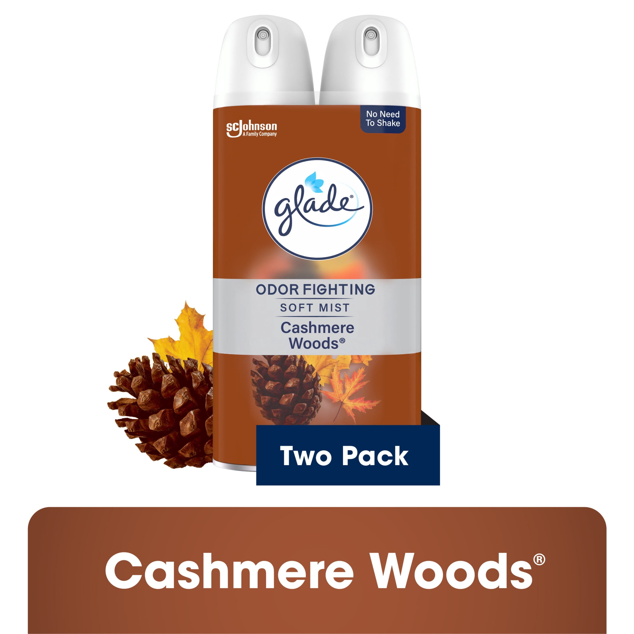 (3 pack) Glade Odor Fighting Soft Mist Air Freshener Room Spray, Cashmere Woods, 16.0oz, 3 Pack, 6 Count