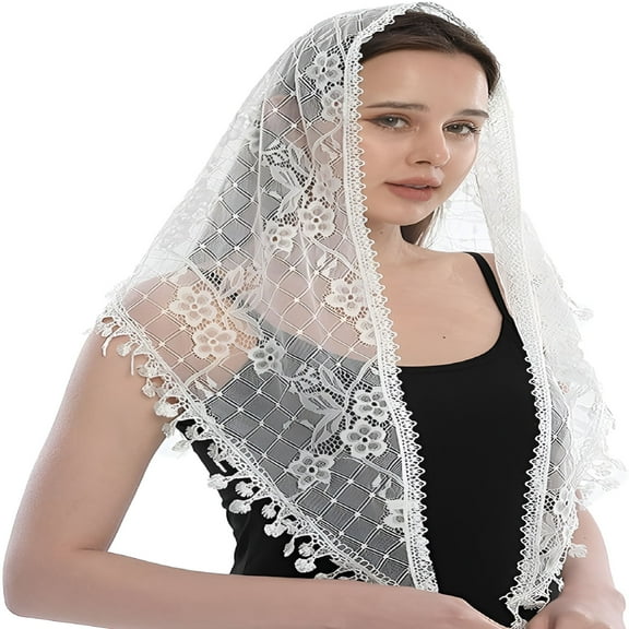 LAMIRO Lace Mantilla Veils Catholic Church Veils for Women Mass Head Covering Shawl Veil Chapel Bridal Lace Head Scarf