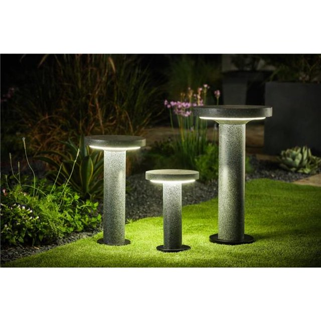 Luxen Home Cement 16.5in.H Flat-Top LED Solar Bollard Light