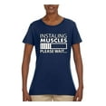 thumbnail image 2 of Wild Bobby Installing Muscles Please Waitâ€¦ Gym/Workout Women Graphic Tee, Navy, 3X-Large, 2 of 5