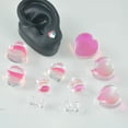 thumbnail image 3 of Pink Heart Glass Ear Plugs Tunnels Double Flared Saddle Expander Stretcher Ears Gauge Plug Piercing Body Jewelry for Women Men Unisex, 3 of 6