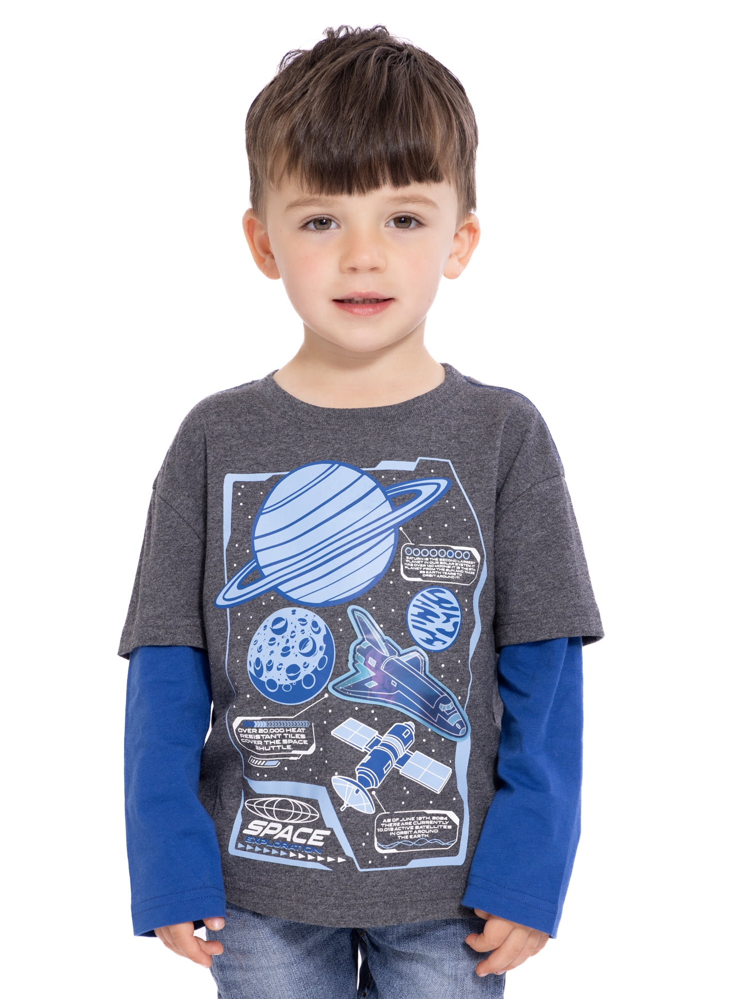 Wonder Nation Toddler Boys Hangdown Graphic Tee with Long Sleeves, Sizes 12M-5T