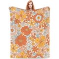thumbnail image 1 of Manta de flores estilo hippie retro con diseño floral, estilo bohemio, para el verano, con ramo de flores, para el día de San Valentín, para niñas y mujeres, suave manta de franela para cama, hogar,, 1 of 6