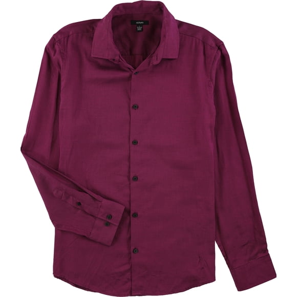Alfani Mens Vesper Twill Button Up Shirt, Pink, X-Large