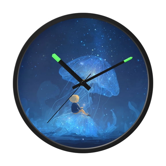 Indoor 12' Voice-Activated Luminous Decoration Wall Clock With LED Night Light under The Jellyfish