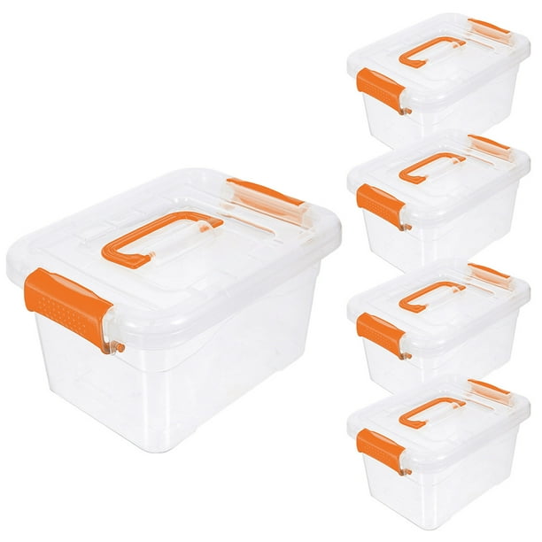 BRIGHTFUFU Caja de almacenamiento de plástico de 5 piezas con tapa transparente para juguetes de mesa