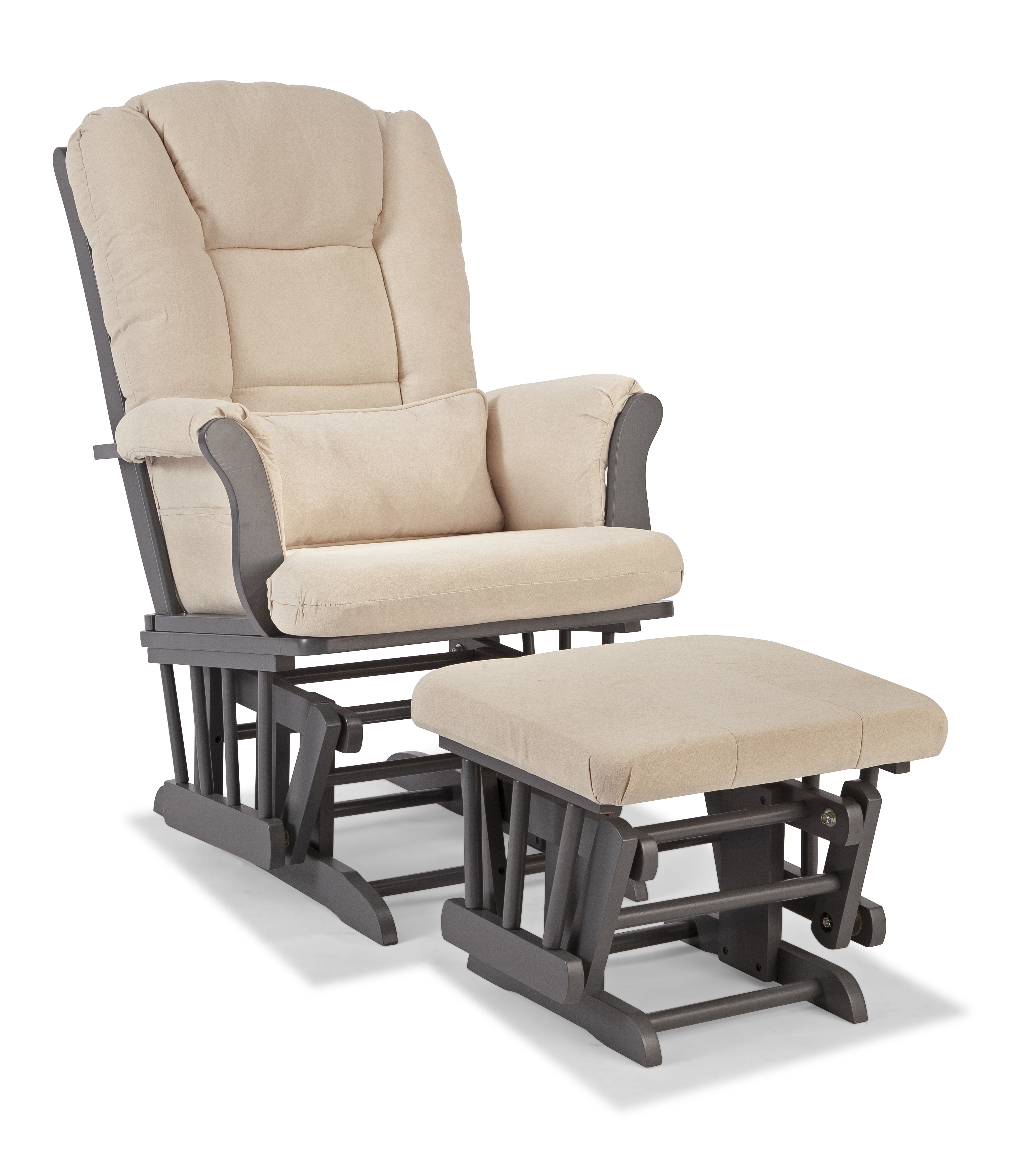 Storkcraft Tuscany Glider and Ottoman with Lumbar Pillow Gray with