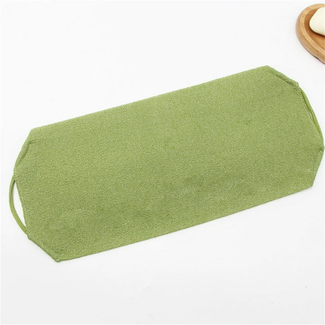 WFDC Brosse Exfoliante pour le Dos avec Poignées, Exfoliant pour le Dos en Nylon, Rondelles de Longueur Prolongée, Brosses Exfoliantes à Sangle Extensible, Débarbouillette Exfoliante, 1 Pcs, Vert Pois