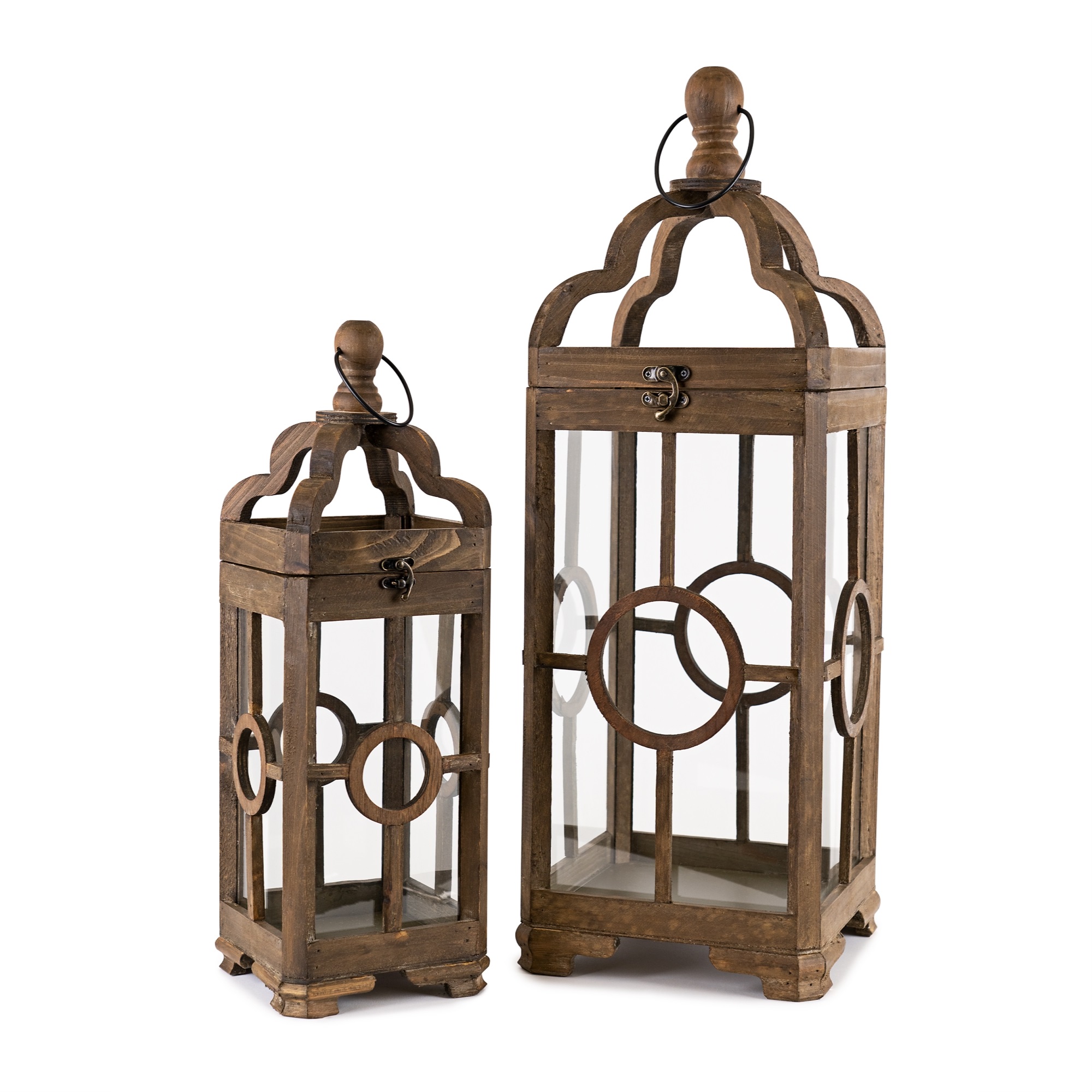 Melrose International Modern Invitation Natural Wooden Lantern (Set of