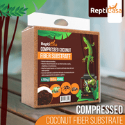 ReptiCasa Compressed Coconut Fiber Substrate, 10 lb. Block, Natural Husk Terrarium Bedding, Reptiles, Frogs, Snakes, or Tortoise, Odor and Waste Absorbent Compostable, Organic with High Expansion
