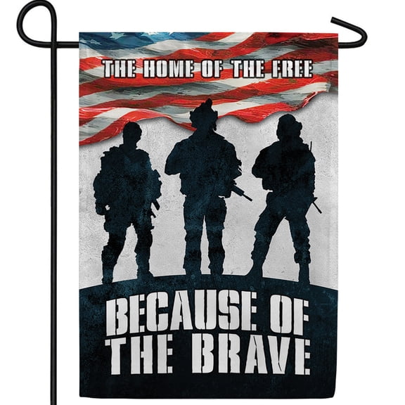 America Forever Home Free Brave Double Sided Garden Flag, 12.5 x 18 inch, Military Soldiers Banner, USA Flag Heroes Outdoor Decor, Patriotic Tribute Yard Flag