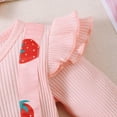 thumbnail image 6 of Mercatoo Baby Girl Fly Long Sleeve Romper Dress Strawberry Print Cute Suspenders Bow Suspenders Skirt + Headband, 6 of 8