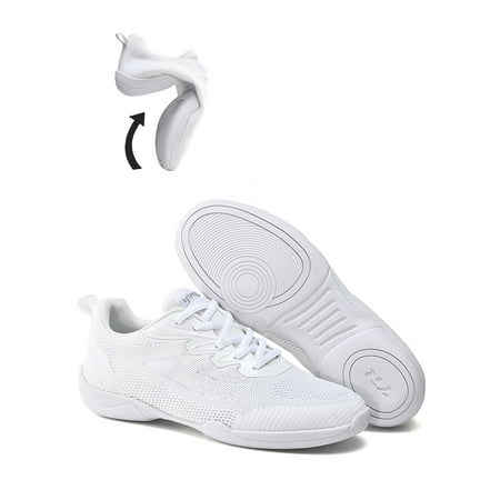 

SIMANLAN Cheerleading Shoes Youth Girls Women Wide Width Cheer Shoes Mesh Breathable Dance Sneakers White 9.5 Men