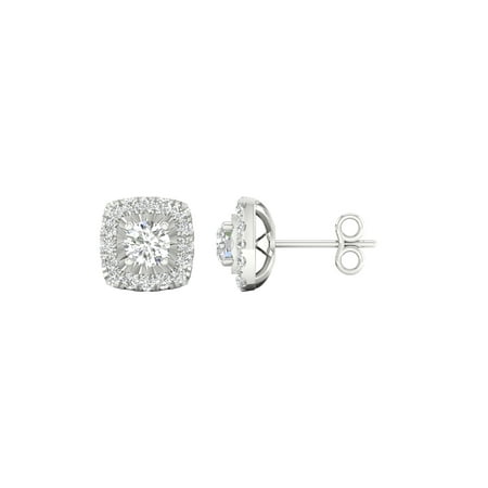 Imperial 1 Ct TDW Diamond 10k White Gold Halo Stud Earrings (H-I, I2)