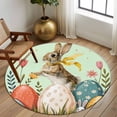 thumbnail image 2 of Round Rug 6Ft Washable Non-Slip, Easter Bunny Eggs Circle Area Rugs for Living Room Bedroom, Spring Tulip Flowers Leaves Rustic Green Indoor Floor Mats Carpet Runner for Home Decor Aesthetic, 2 of 8