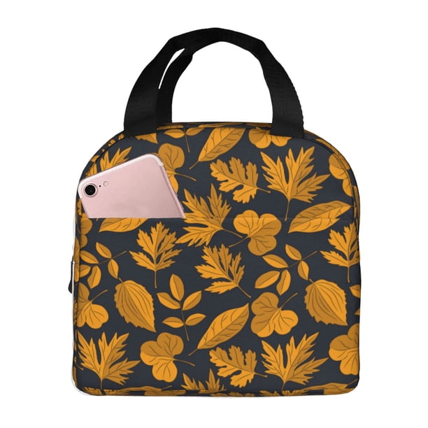 Easygdp fall leaf Bolsa Térmica Premium - Tela Oxford Impermeable, Gran Capacidad, Bolsillo Frontal, Unisex para Trabajo, Escuela, Actividades al Aire Libre y Picnics