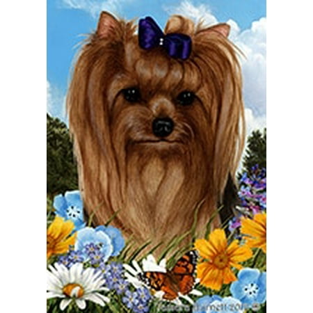 Yorkie Show Cut - Best of Breed Summer Flowers Garden Flags