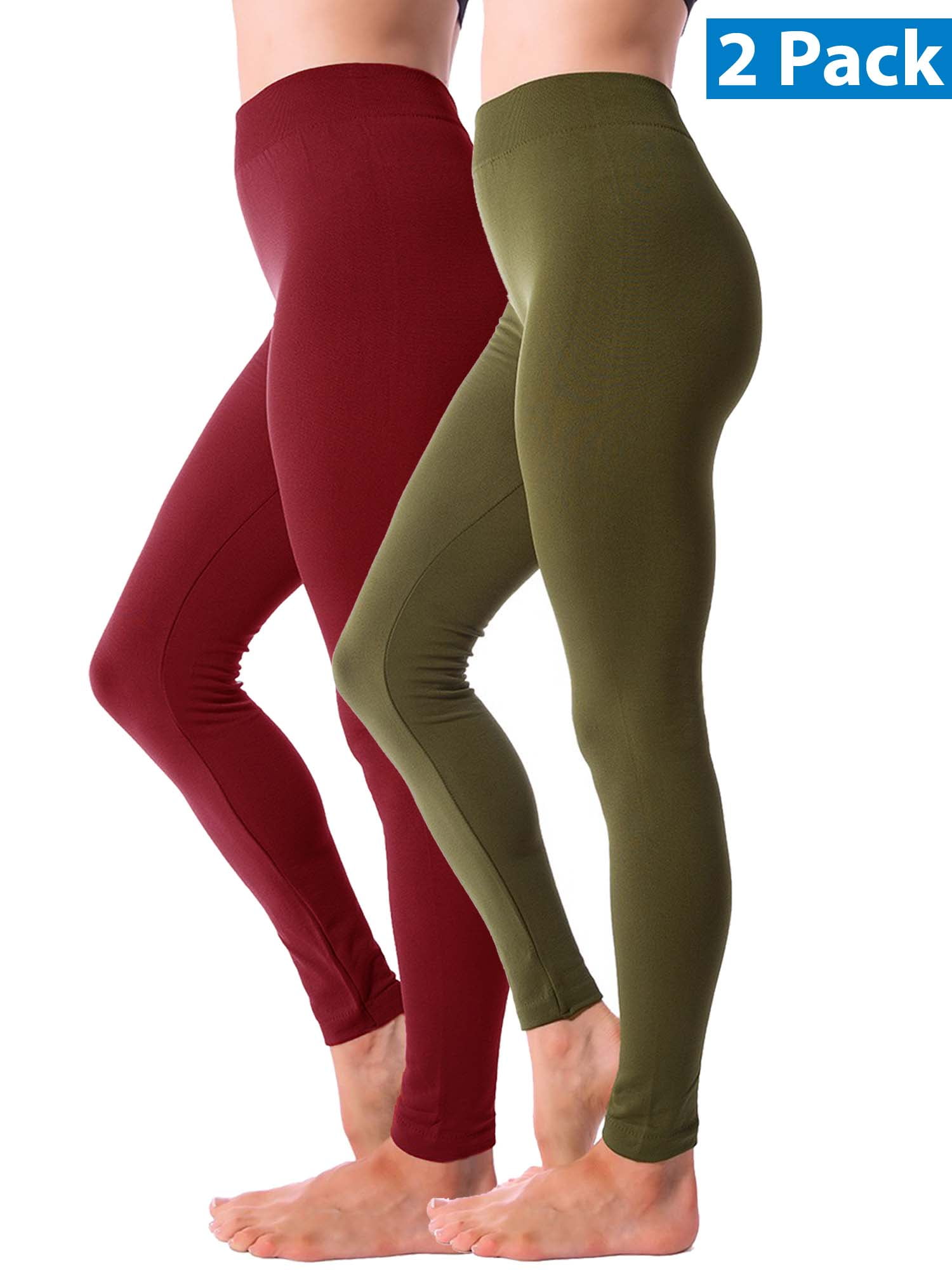 2 Pack Women Winter Leggings Warm Fleece Lined Thick Brushed Full Length  Thermal Legging Pants 