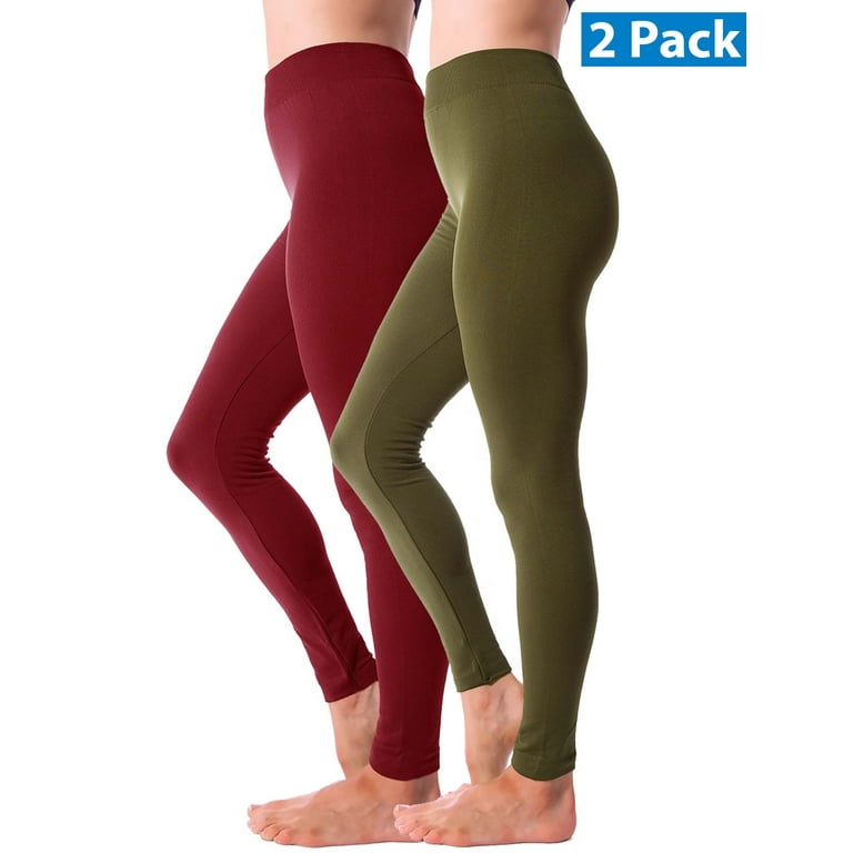 2 Pack Women Winter Leggings Warm Fleece Lined Thick Brushed Full Length Thermal  Legging Pants 
