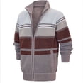 thumbnail image 2 of Men's Cardigan Sweaters Knitted Men's Sweater Cardigan with Zipper StandUp Collar and Color Block Design Color Block Sweater, 2 of 9
